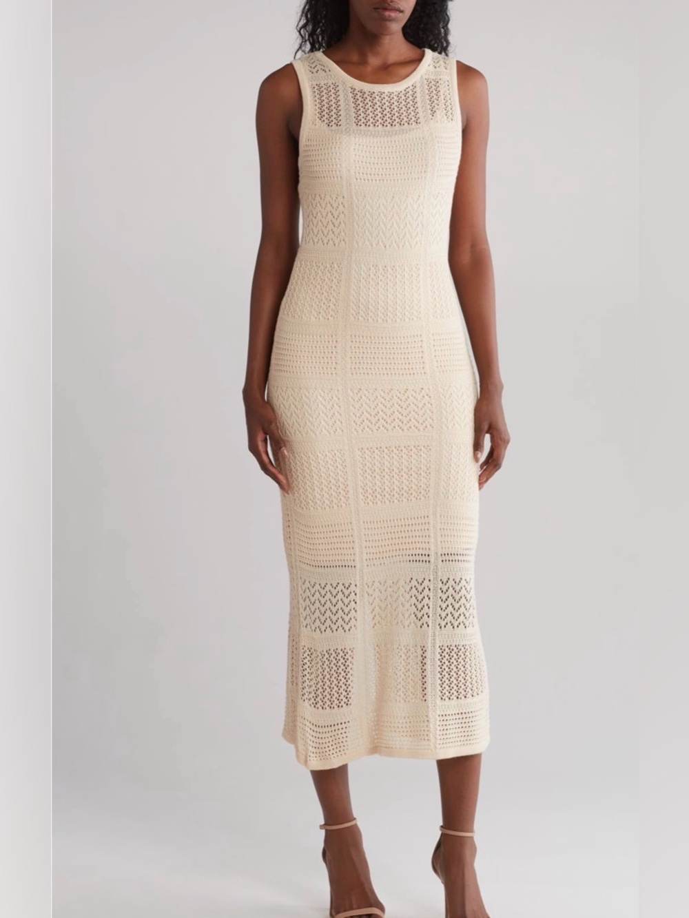 Lucky Brand Sand Crochet Midi Dress